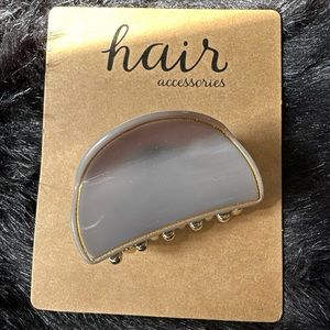 Gray Hair Clip w Thin Gold Outline